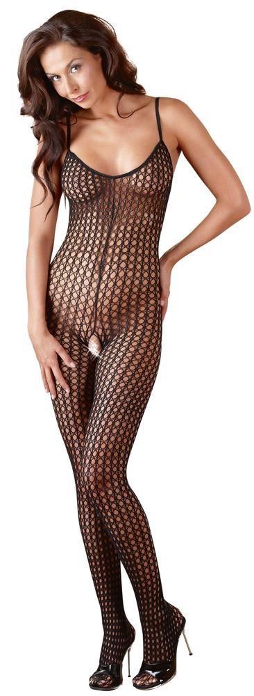 Zmysłowy Catsuit Siateczkowy Czarny z Otwartym Krokiem XL/XXL
