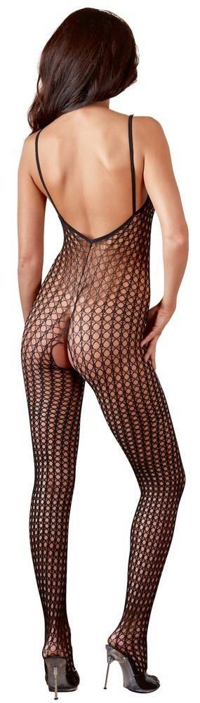 Zmysłowy Catsuit Siateczkowy Czarny z Otwartym Krokiem XL/XXL