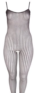 Zmysłowy Catsuit Siateczkowy Czarny z Otwartym Krokiem XL/XXL