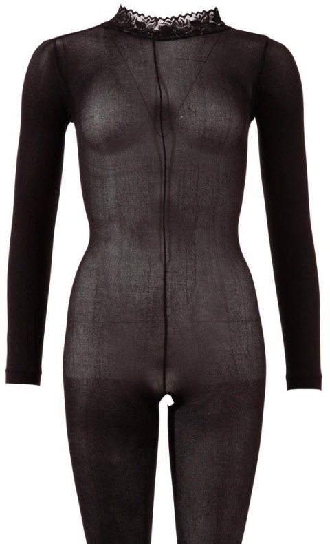 Elegancki Catsuit z Koronkowym Kołnierzem M/L