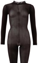 Elegancki Catsuit z Koronkowym Kołnierzem M/L