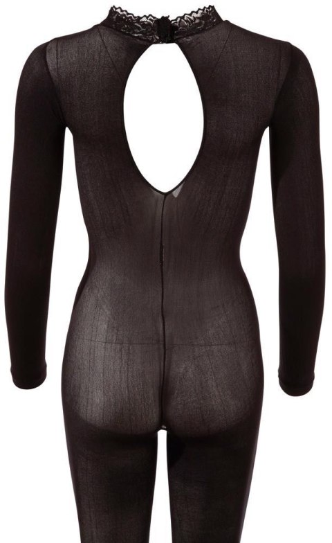 Elegancki Catsuit z Koronkowym Kołnierzem M/L