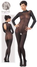 Elegancki Catsuit z Koronkowym Kołnierzem M/L