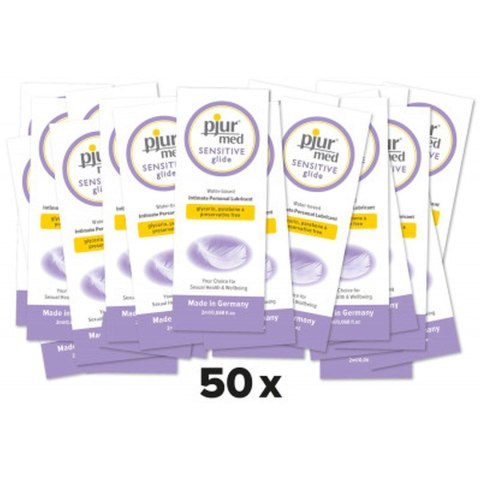 Pjur®med SENSITIVE glide – Ultradelikatny Żel Nawilżający 2 ml – 50 saszetek