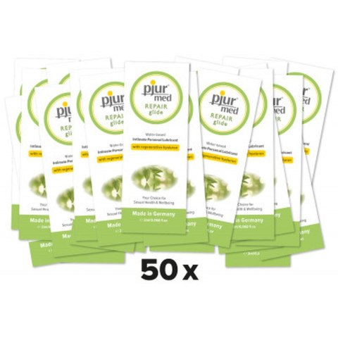 pjur MED Repair glide – Nawilżający lubrykant na bazie wody z hialuronem – 50 sztuk