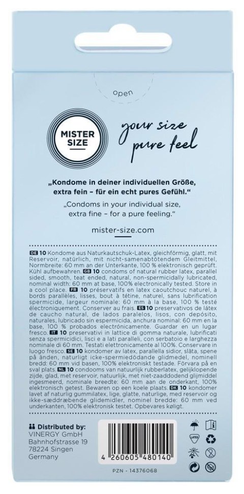 Prezerwatywy Mister Size 60mm, 10 sztuk