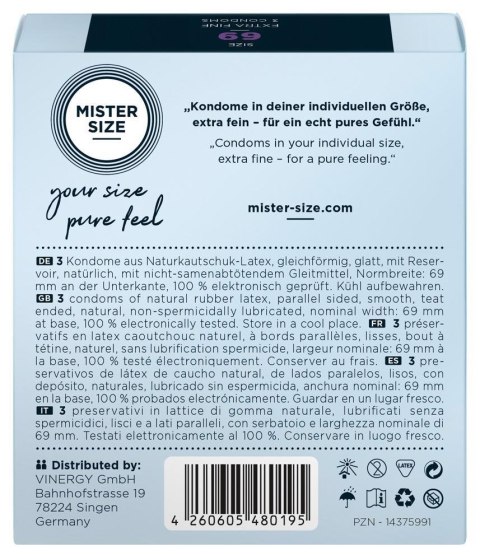 Prezerwatywy Mister Size 69 mm, 3 sztuki