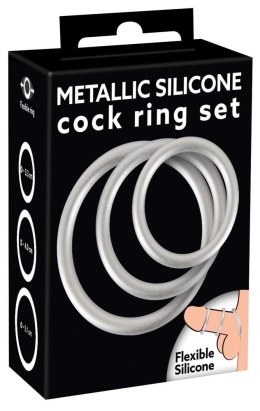 Zestaw Metalicznych Pierścieni Erekcyjnych z Silikonu
