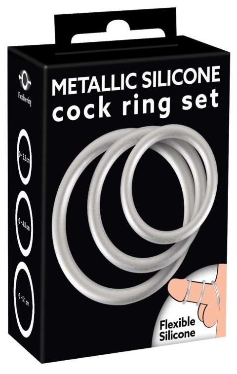 Zestaw Metalicznych Pierścieni Erekcyjnych z Silikonu