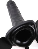 Wibrująca Nakładka Strap-On FFS 8" – Ciemna, z Otwartym Kanałem