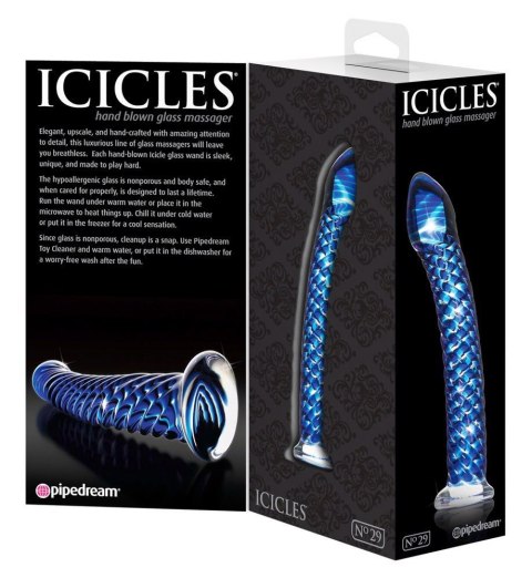 Szklany Dildo Icicles No. 29 Błękitny