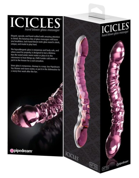 Icicles nr 55 Różowe Dildo Szklane