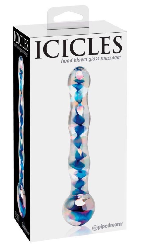 Szklane Dildo Icicles No. 8 Przezroczysto-Niebieskie