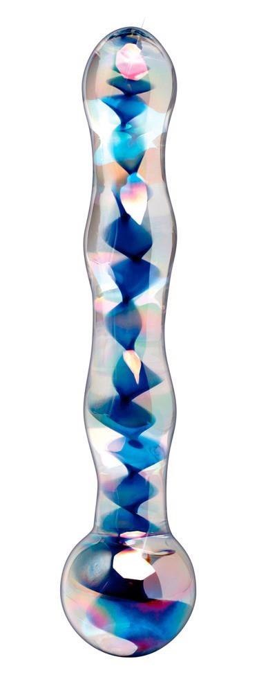Szklane Dildo Icicles No. 8 Przezroczysto-Niebieskie