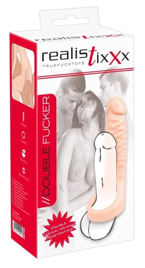 Realistixxx Podwójne Dildo z Pierścieniem dla Podwójnej Przyjemności