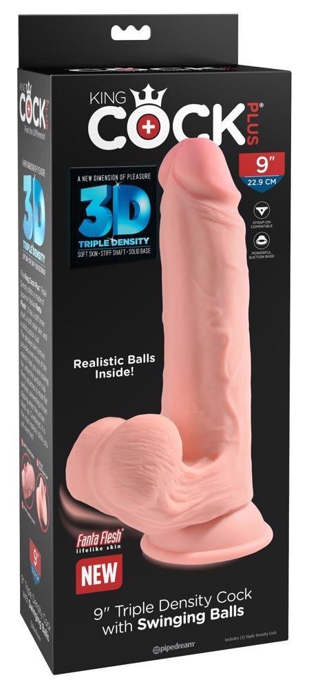 Hiperrealistyczne Dildo TDC z Kołyszącymi Jądrami, 22,8 cm