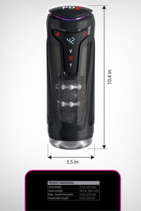 PDXE Moto-Bator Pro Light – Luksusowy Masturbator z Funkcją Grzania i Wibracji