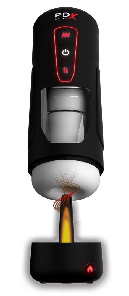 PDX Elite Milk Me Hotter Black – Rozgrzewający Masturbator z Wibracjami