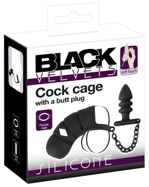 Black Velvets Klatka Cnoty na Penisa z Korkiem Analnym