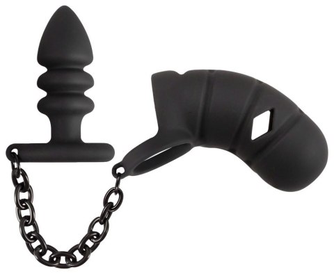 Black Velvets Klatka Cnoty na Penisa z Korkiem Analnym