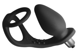 Wibrujący Plug Analny RO-ZEN-Black z Pierścieniem Erekcyjnym