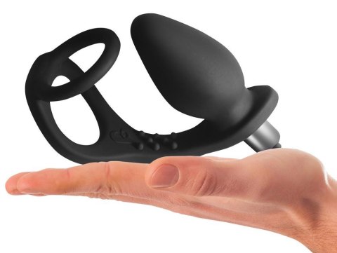 Wibrujący Plug Analny RO-ZEN-Black z Pierścieniem Erekcyjnym