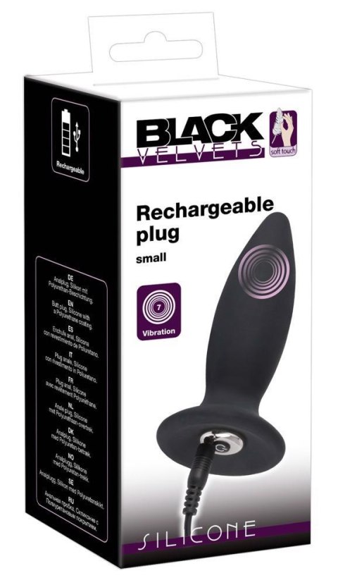 Aksamitny Wibrujący Korek Analny Black Velvets Recharge Plug S