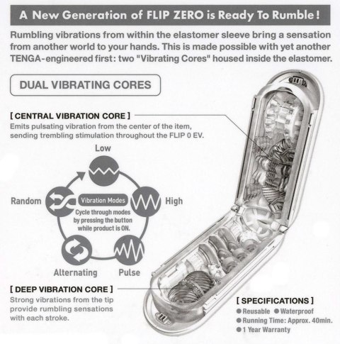 Elektroniczny Masturbator Tenga Flip Zero z Wibracjami