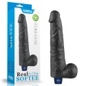 Realistyczne Wibrujące Dildo TPE Soft-Touch, Ładowane USB, 27 cm – Czarne