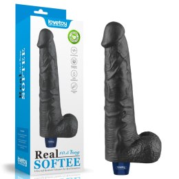 Realistyczne Wibrujące Dildo TPE Soft-Touch, Ładowane USB, 27 cm – Czarne
