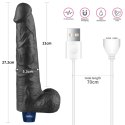Realistyczne Wibrujące Dildo TPE Soft-Touch, Ładowane USB, 27 cm – Czarne