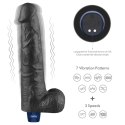 Realistyczne Wibrujące Dildo TPE Soft-Touch, Ładowane USB, 27 cm – Czarne