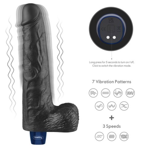 Realistyczne Dildo Wibrujące Softee TPE, 10 Cali, Ładowalne (Czarne)