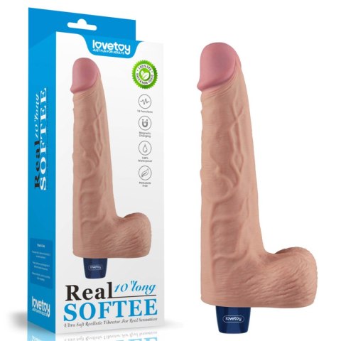 10" Realistyczne Wibracyjne Dildo TPE "Real Softee" (Kolor cielisty), Ładowalne