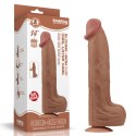 14-calowe Realistyczne Dildo Dwuwarstwowe King Size z Technologią 'Sliding Skin', Brązowe