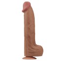 14-calowe Realistyczne Dildo Dwuwarstwowe King Size z Technologią 'Sliding Skin', Brązowe