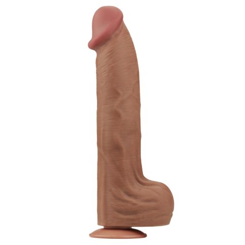 14-calowe Realistyczne Dildo Dwuwarstwowe King Size z Technologią 'Sliding Skin', Brązowe