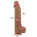 14-calowe Realistyczne Dildo Dwuwarstwowe King Size z Technologią 'Sliding Skin', Brązowe