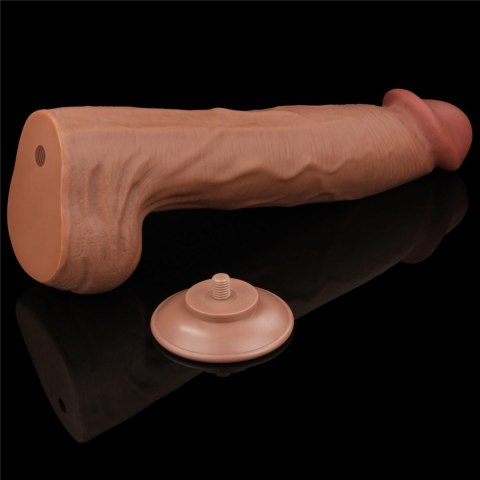 14-calowe Realistyczne Dildo Dwuwarstwowe King Size z Technologią 'Sliding Skin', Brązowe