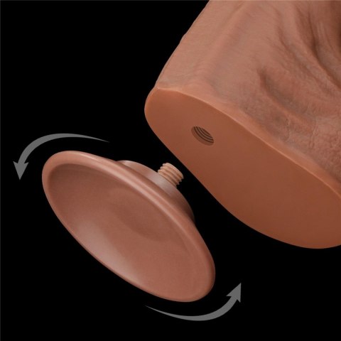 14-calowe Realistyczne Dildo Dwuwarstwowe King Size z Technologią 'Sliding Skin', Brązowe