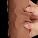 14-calowe Realistyczne Dildo Dwuwarstwowe King Size z Technologią 'Sliding Skin', Brązowe