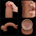 14-calowe Realistyczne Dildo Dwuwarstwowe King Size z Technologią 'Sliding Skin', Brązowe