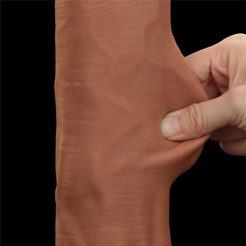 14-calowe Realistyczne Dildo Dwuwarstwowe King Size z Technologią 'Sliding Skin', Brązowe