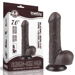 7-calowe realistyczne czarne dildo z podwójną warstwą i imitacją skóry