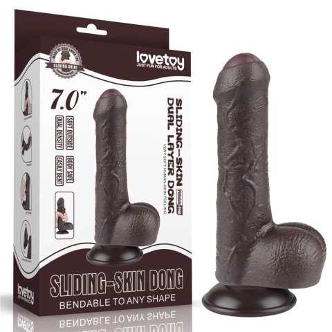 7-calowe realistyczne czarne dildo z podwójną warstwą i imitacją skóry