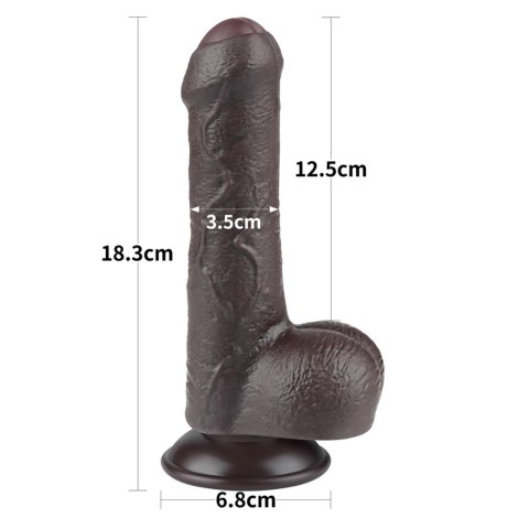7-calowe realistyczne czarne dildo z podwójną warstwą i imitacją skóry