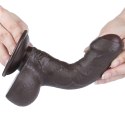 7-calowe realistyczne czarne dildo z podwójną warstwą i imitacją skóry