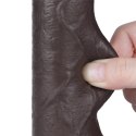 7-calowe realistyczne czarne dildo z podwójną warstwą i imitacją skóry
