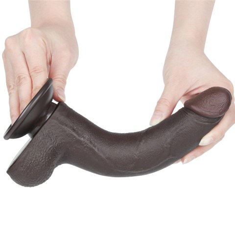 Czarne realistyczne dildo 8,5 cala z podwójną warstwą i przesuwną skórą