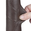 Czarne realistyczne dildo 8,5 cala z podwójną warstwą i przesuwną skórą